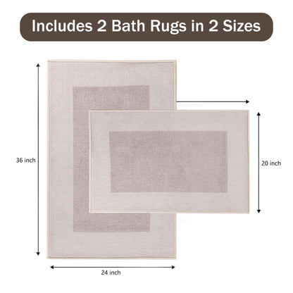 Superior Troy Solid Non-Slip Machine Washable Kitchen Mat Set -Tan