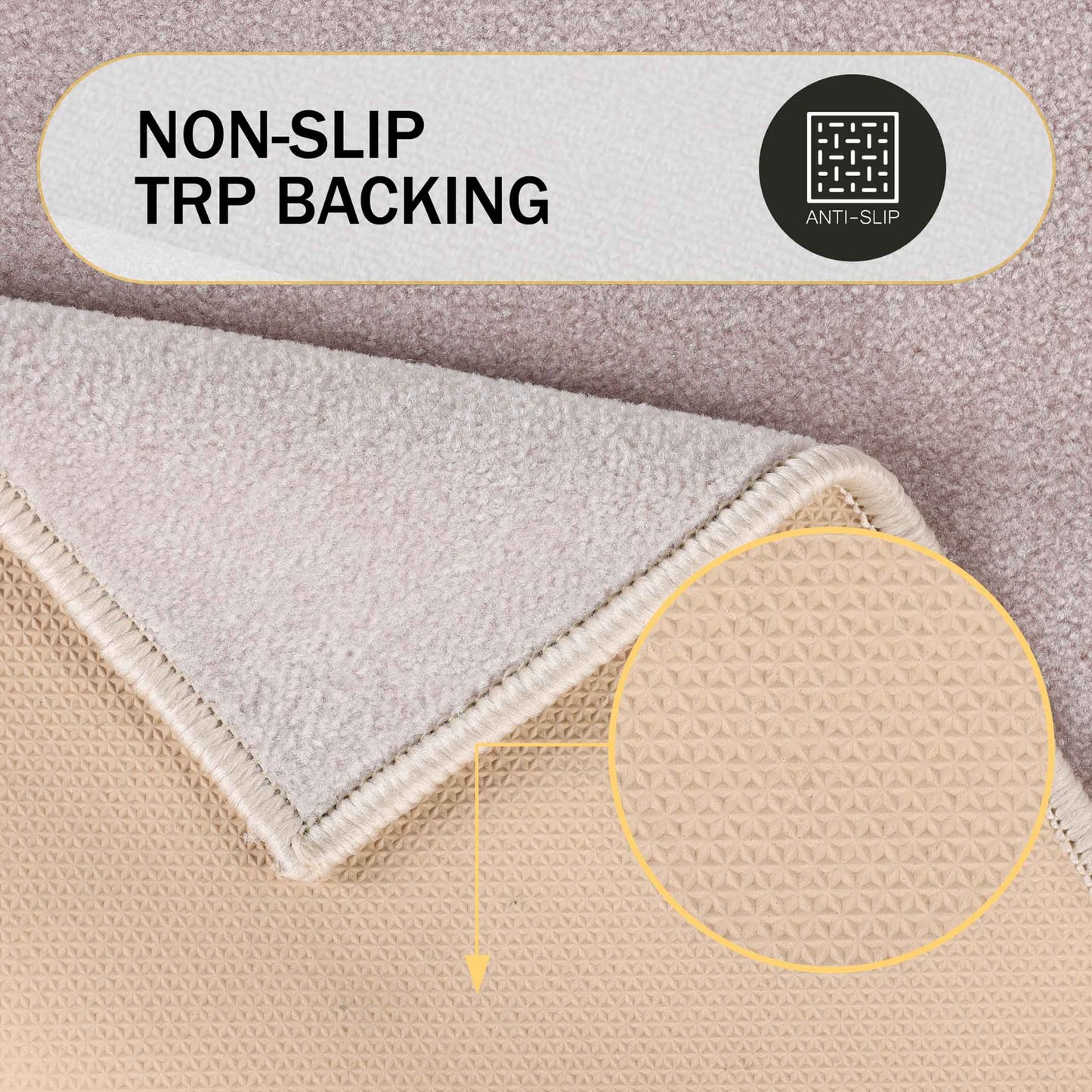 Superior Troy Solid Non-Slip Machine Washable Kitchen Mat Set -Tan