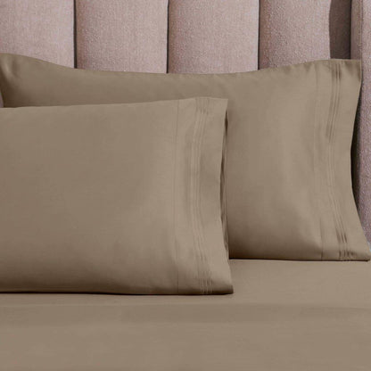 1500 Thread Count Egyptian Cotton 2 Piece Solid Pillowcase Set - Taupe