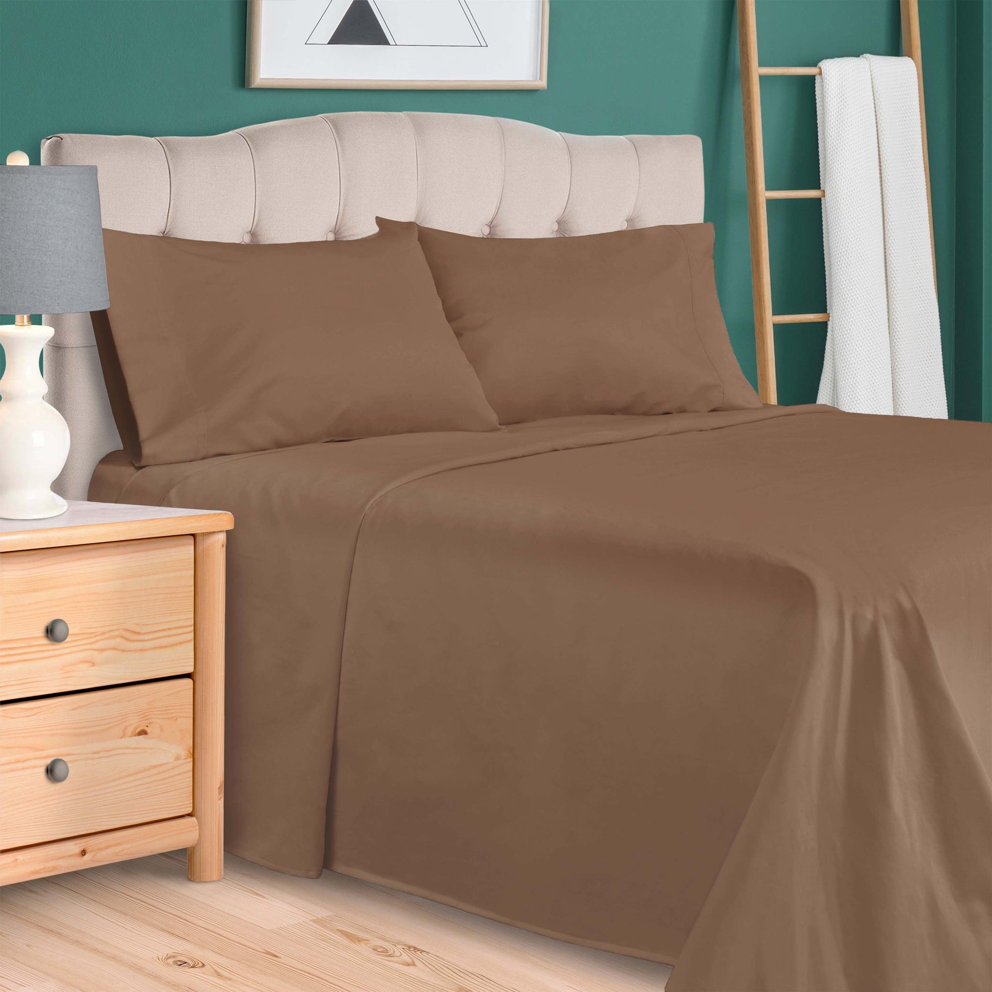 Egyptian Cotton 300 Thread Count Solid Deep Pocket Sheet Set - Taupe