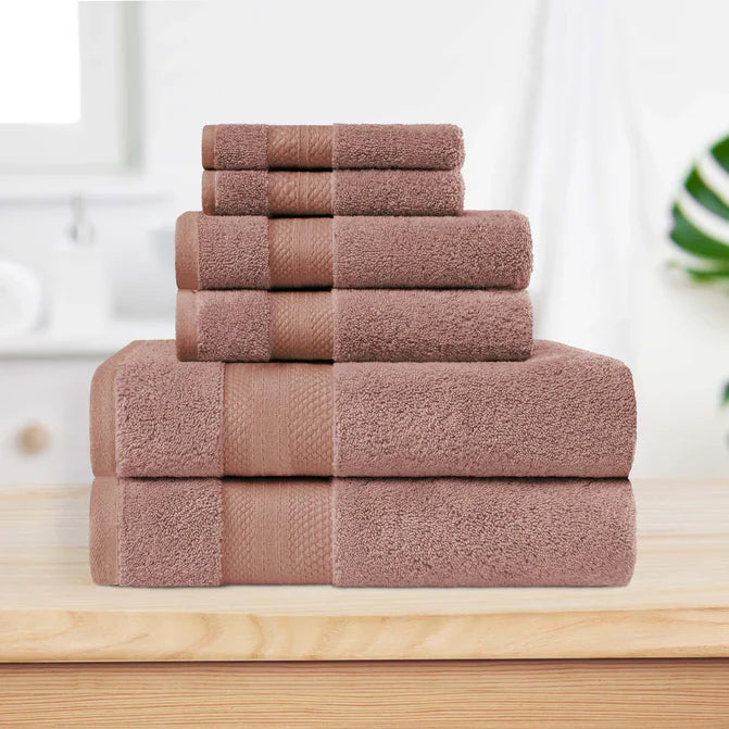 Turkish Cotton Highly Absorbent Solid 6 Piece Towel Set - Taupe