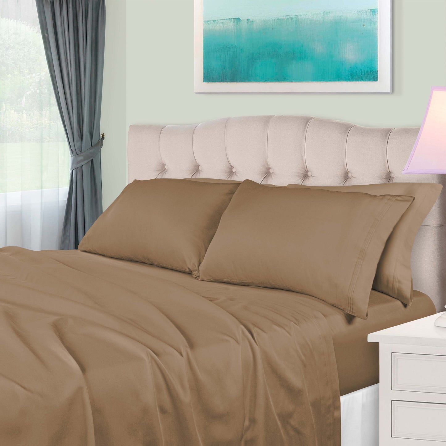 Superior Premium 650 Thread Count Egyptian Cotton Solid Deep Pocket Sheet Set - Taupe