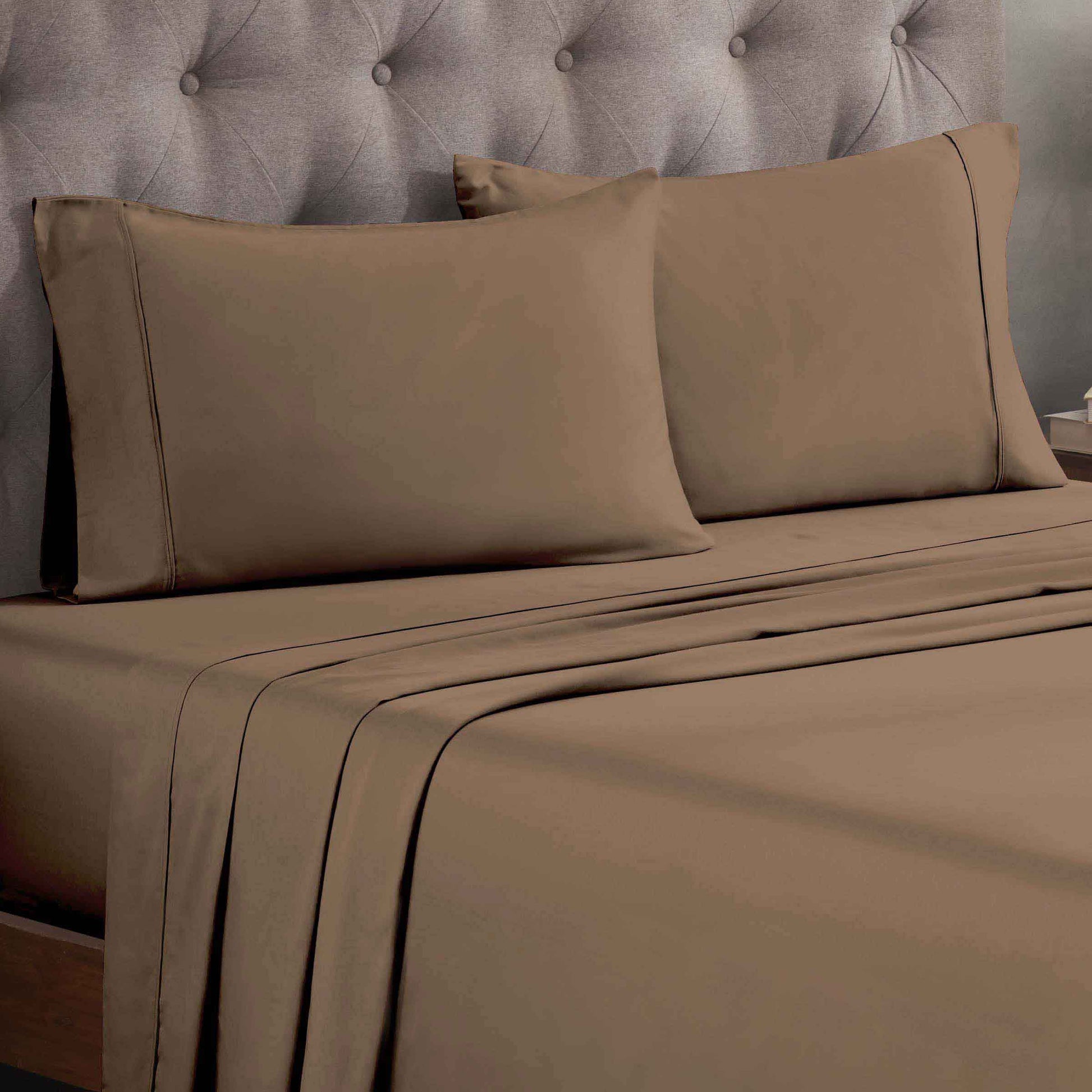 Egyptian Cotton 300 Thread Count Solid Deep Pocket Sheet Set - Taupe
