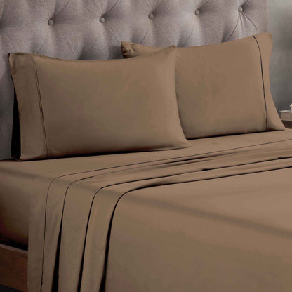 Egyptian Cotton 300 Thread Count Solid Deep Pocket Sheet Set - Taupe