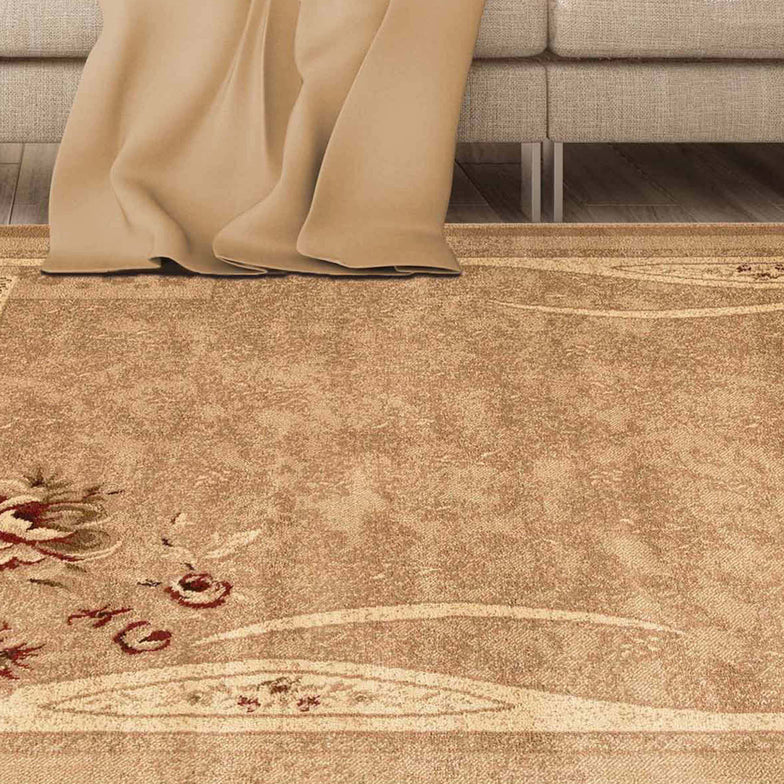 Ruban Minimalist Floral Block Indoor Area Rug or Runner Rug - Taupe