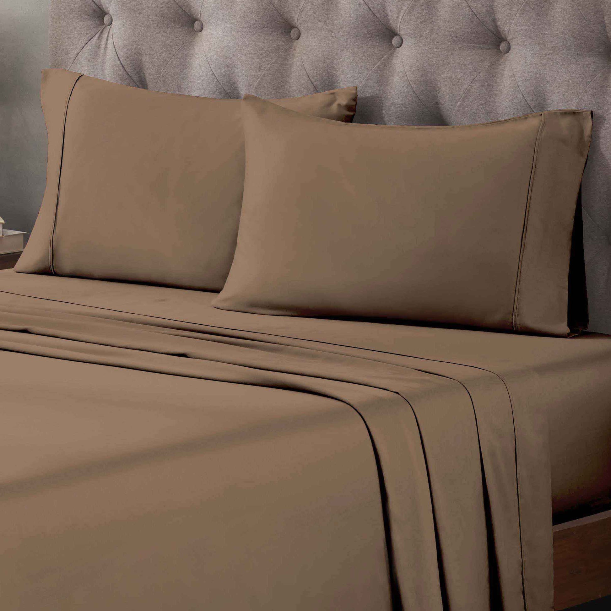 400 Thread Count Egyptian Cotton Solid Deep Pocket Sheet Set - Taupe