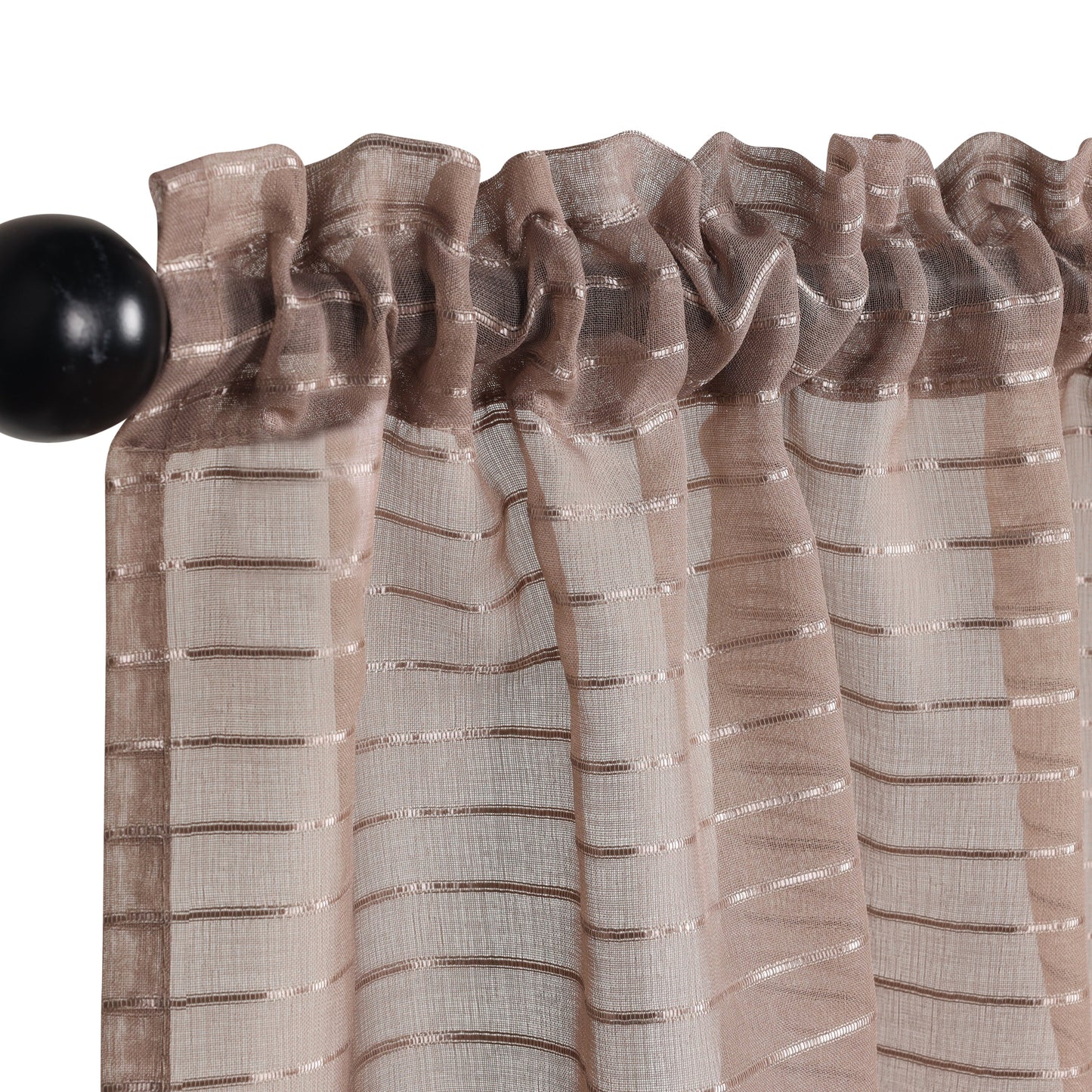 Jackson Striped Sheer Window Curtain Panels - Taupe