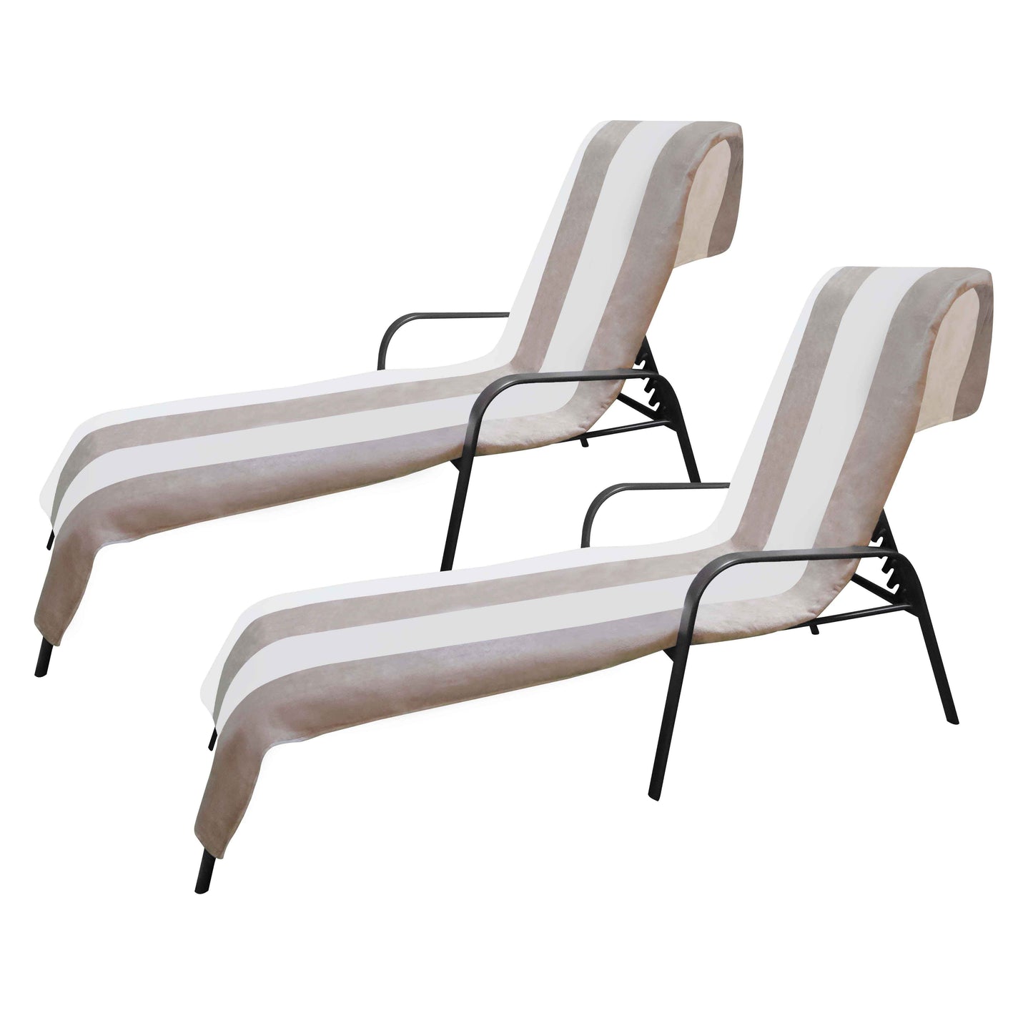 Cabana Striped Cotton Standard Size Chaise Lounge Chair Cover Set of 2