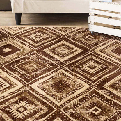 Losange Farmhouse Southwestern Diamonds Indoor Area Rug or Runner - Taupe