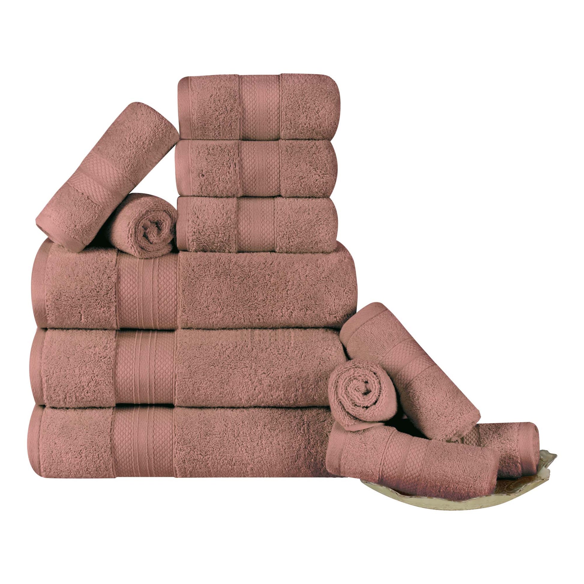 Turkish Cotton Highly Absorbent Solid 12 Piece Ultra Plush Towel Set - Taupe