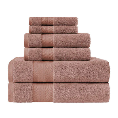 Turkish Cotton Highly Absorbent Solid 6 Piece Towel Set - Taupe