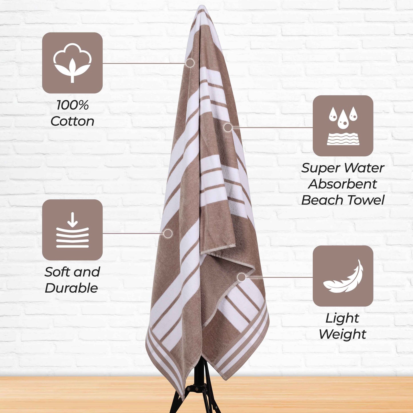 Striped Extra Large Oversized Absorbent Quick Dry Cotton Beach Towel