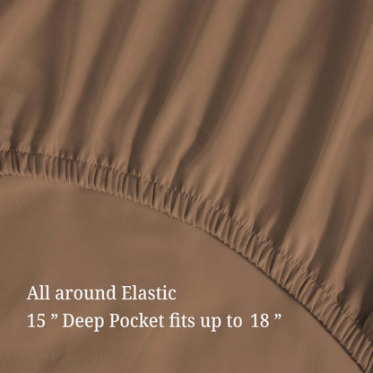 Egyptian Cotton 300 Thread Count Solid Deep Pocket Sheet Set - Taupe