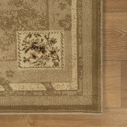 Ruban Minimalist Floral Block Indoor Area Rug or Runner Rug - Taupe