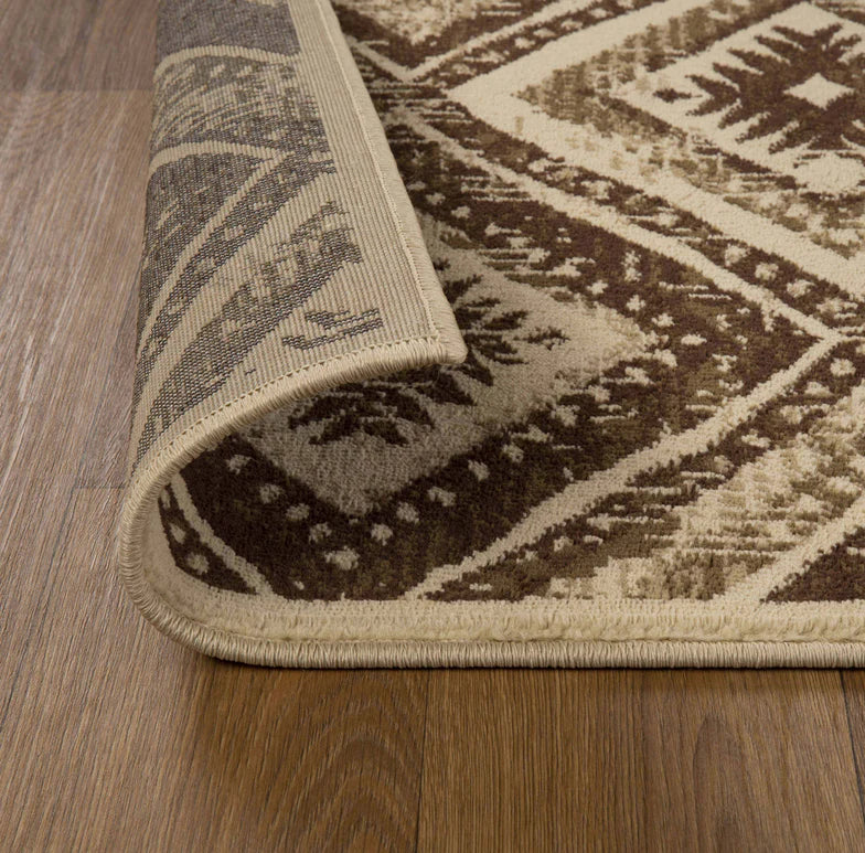 Losange Farmhouse Southwestern Diamonds Indoor Area Rug or Runner - Taupe