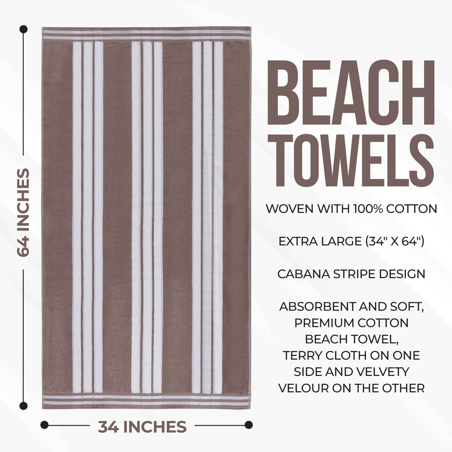 Striped Extra Large Oversized Absorbent Quick Dry Cotton Beach Towel