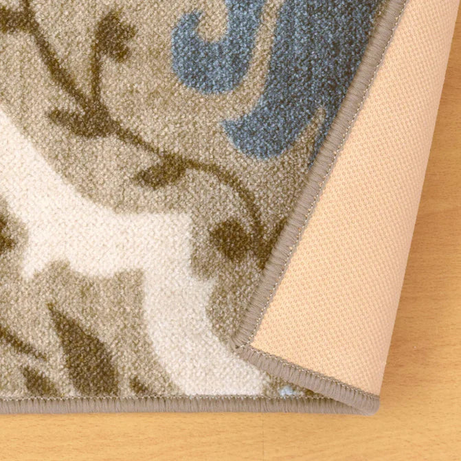 Chloe Floral Damask Non-Slip Washable Indoor Area Rug or Runner - Taupe