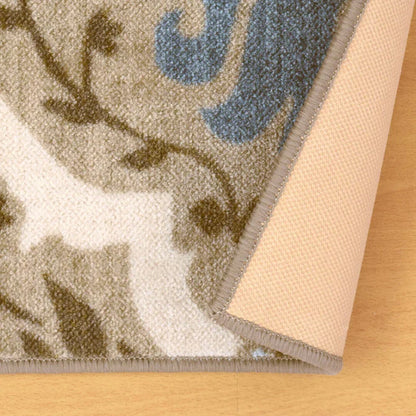 Chloe Floral Damask Non-Slip Washable Indoor Area Rug or Runner - Taupe