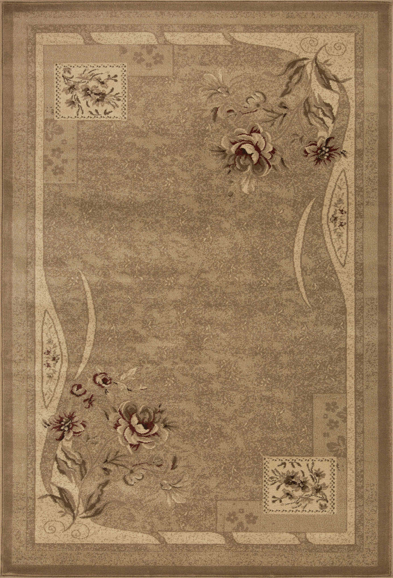 Ruban Minimalist Floral Block Indoor Area Rug or Runner Rug - Taupe