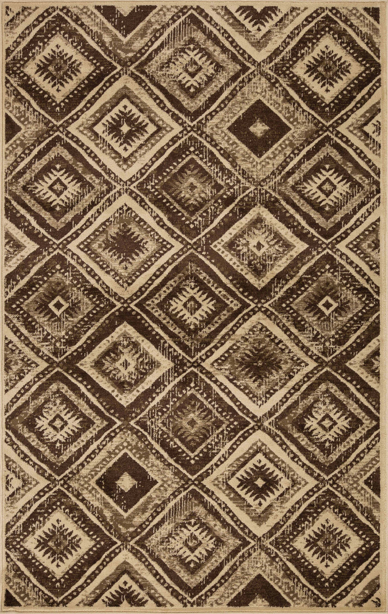 Losange Farmhouse Southwestern Diamonds Indoor Area Rug or Runner - Taupe