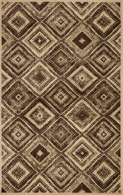 Losange Farmhouse Southwestern Diamonds Indoor Area Rug or Runner - Taupe