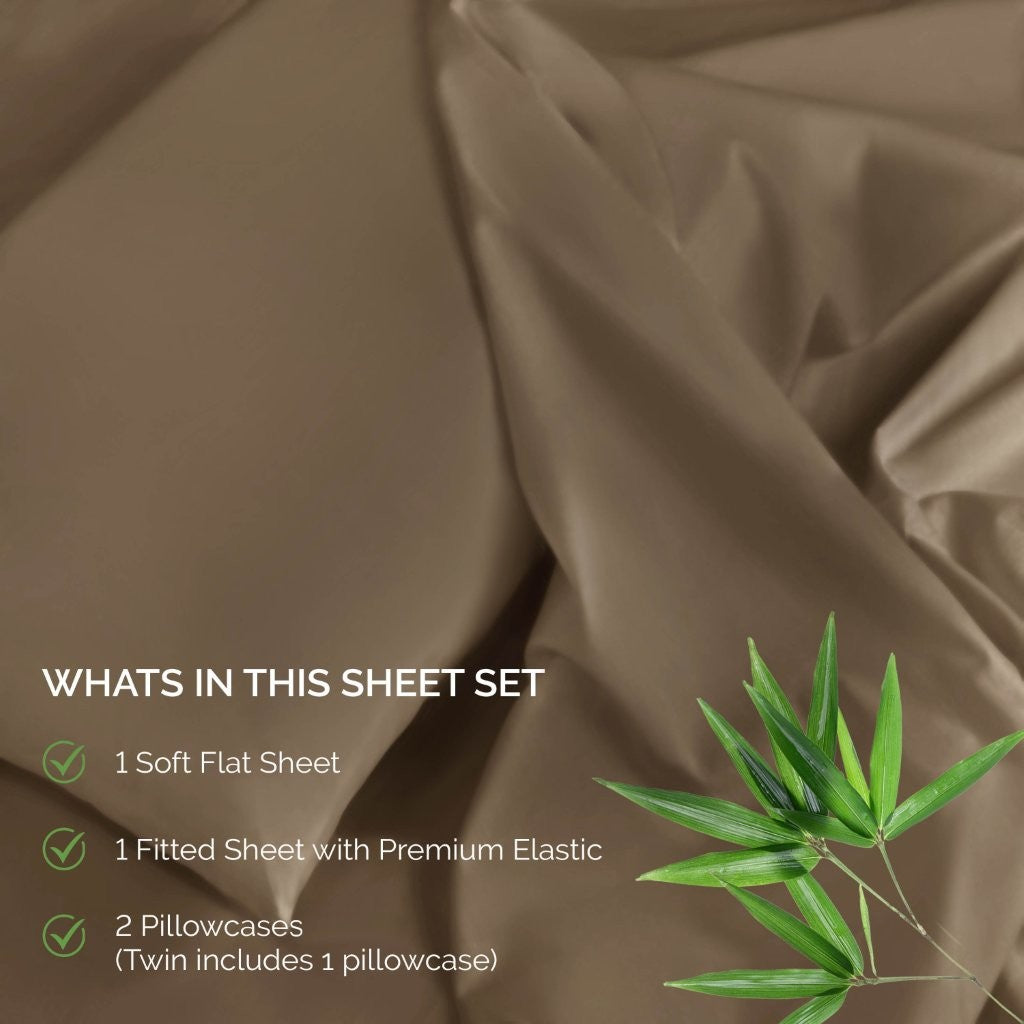 300 Thread Count Rayon From Bamboo Solid Deep Pocket Sheet Set