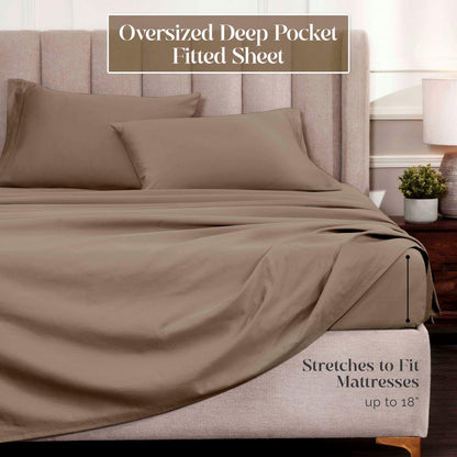 Egyptian Cotton 1500 Thread Count Eco Friendly Solid Sheet Set - Taupe