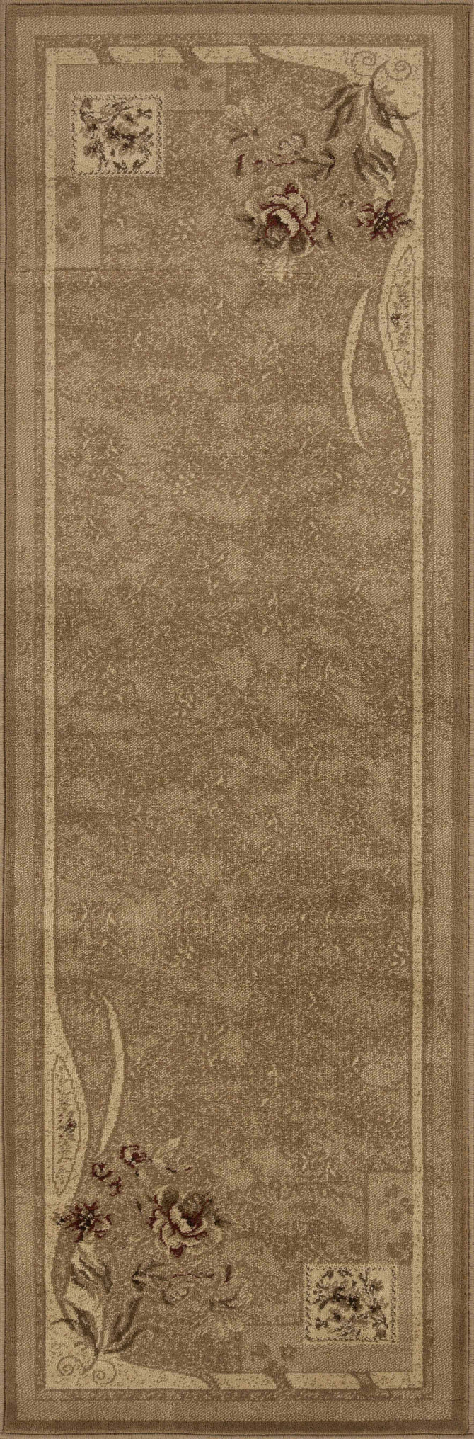 Ruban Minimalist Floral Block Indoor Area Rug or Runner Rug - Taupe