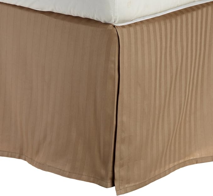 300 Thread Count Egyptian Cotton 15" Drop Striped Bed Skirt - Taupe