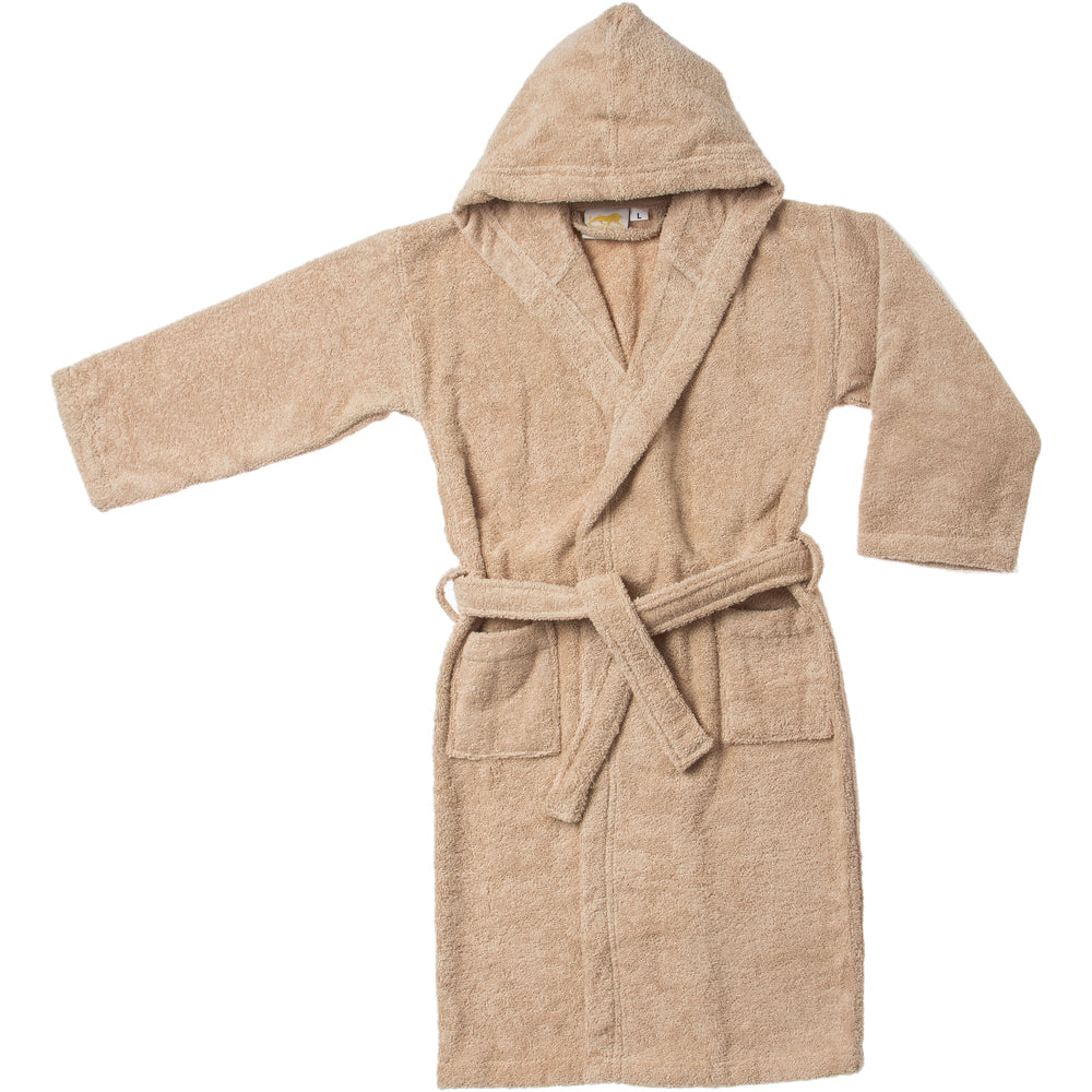 Cotton Ultra-Soft Terry Lightweight Kids Unisex Hooded Bathrobe - Taupe