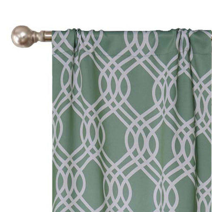Ribbon Trellis Washable Room Darkening Blackout Curtains, Set of 2