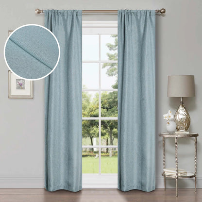Linen Pattern Room Darkening Blackout Curtain Panel Set
