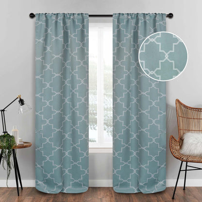 Imperial Trellis Grommet Header Blackout Curtain Panel Set