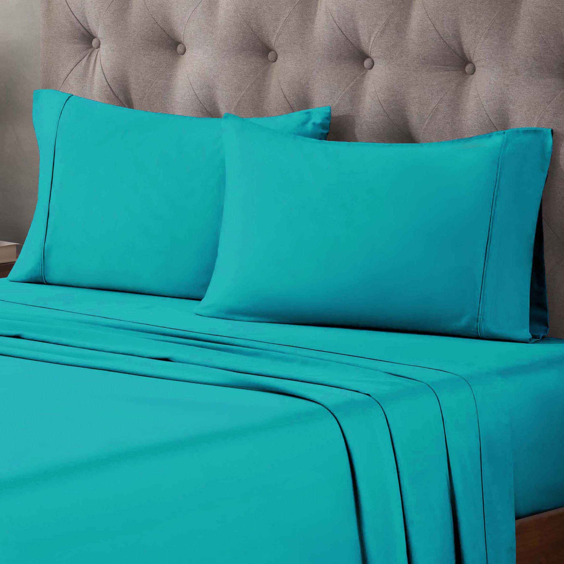 400 Thread Count Egyptian Cotton Solid Deep Pocket Sheet Set - Teal