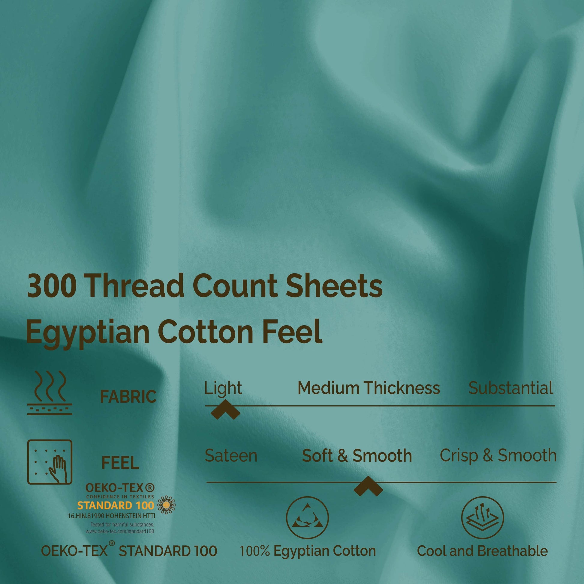 Egyptian Cotton 300 Thread Count Solid Deep Pocket Sheet Set - Teal