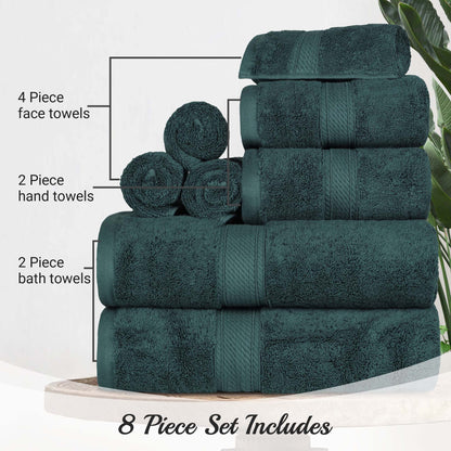 Madison Egyptian Cotton Pile Plush Heavyweight 8 Piece Towel Set