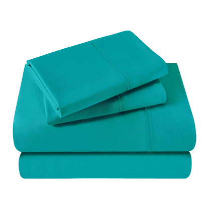 400 Thread Count Egyptian Cotton Solid Deep Pocket Sheet Set - Teal