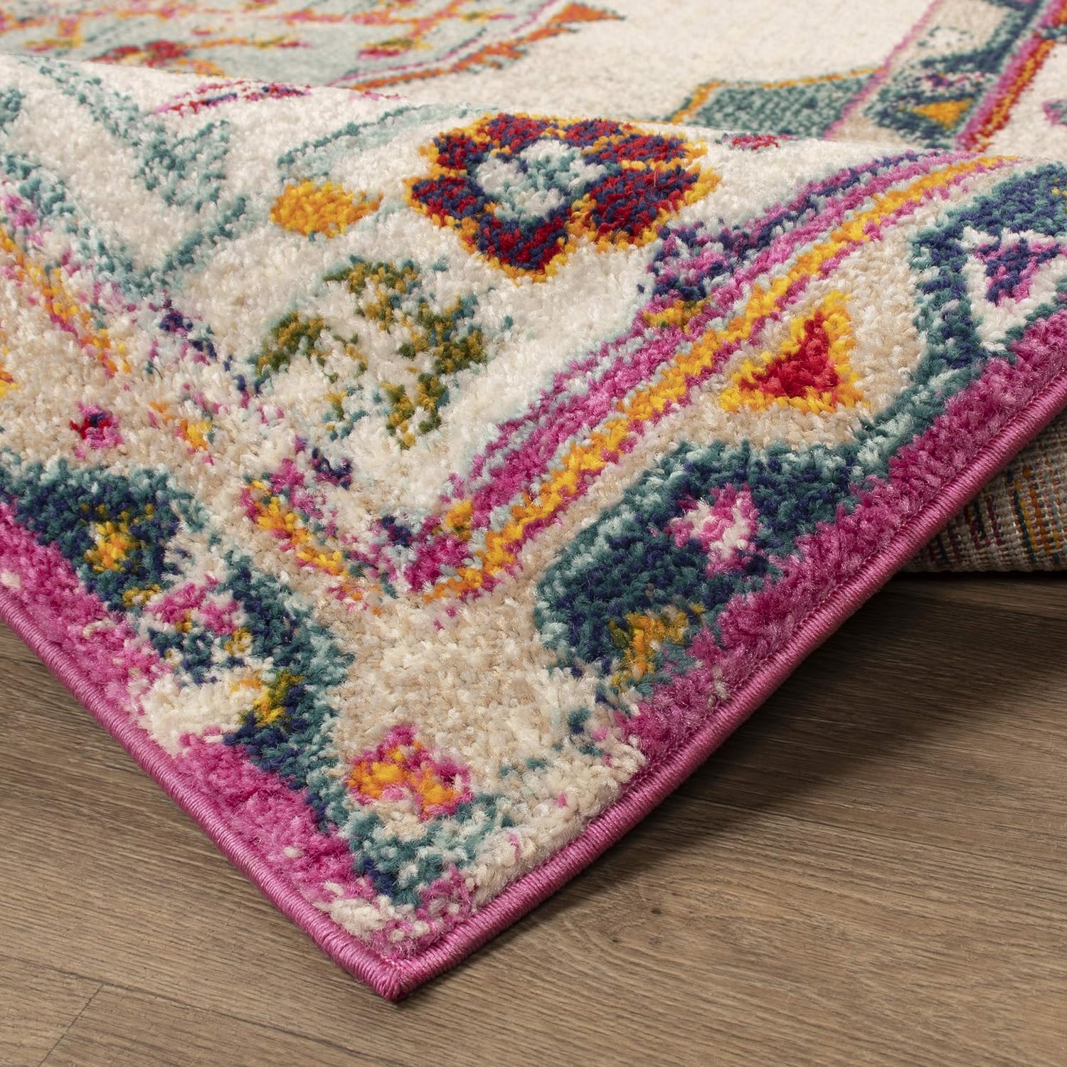 Deliana Oriental Distressed Geometric Medallion Indoor Area Rug - Teal