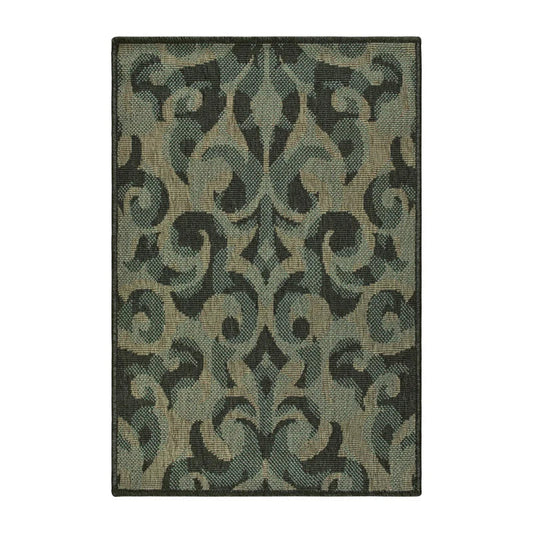 Aldaine Vintage Damask Indoor Outdoor Area Rug - Teal