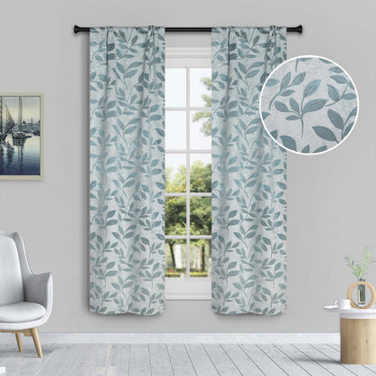 Leaves Room Darkening Washable Blackout Curtain Panels, Set of 2