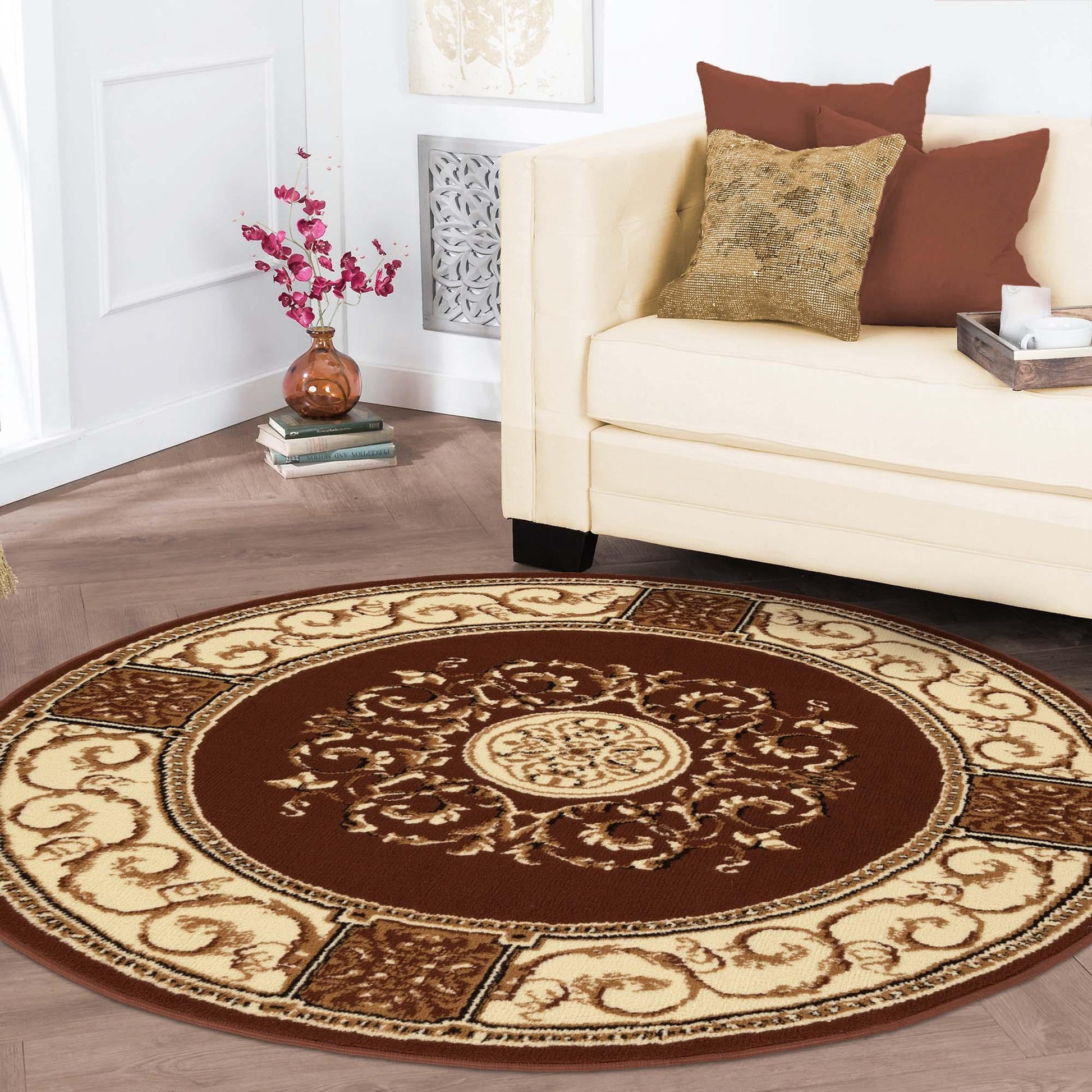 Oversized Medallion Modern Bohemian Indoor Area Rug or Runner Rug - Toffee