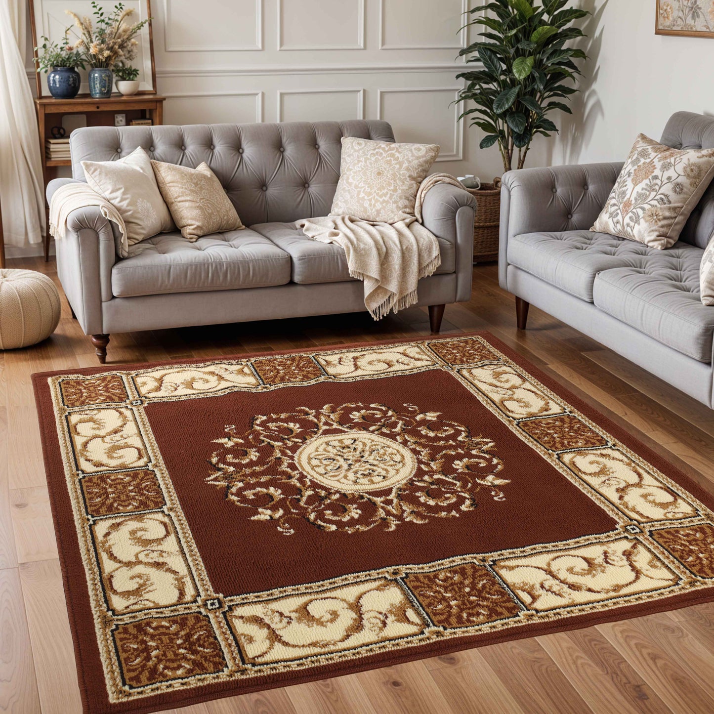 Oversized Medallion Modern Bohemian Indoor Area Rug or Runner Rug