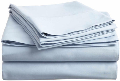 Superior Traditional 300-Thread Count Solid Egyptian Cotton Waterbed Sheet Set - Light Blue