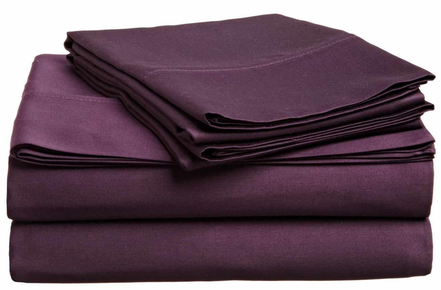 Superior Traditional 300-Thread Count Solid Egyptian Cotton Waterbed Sheet Set  -Plum