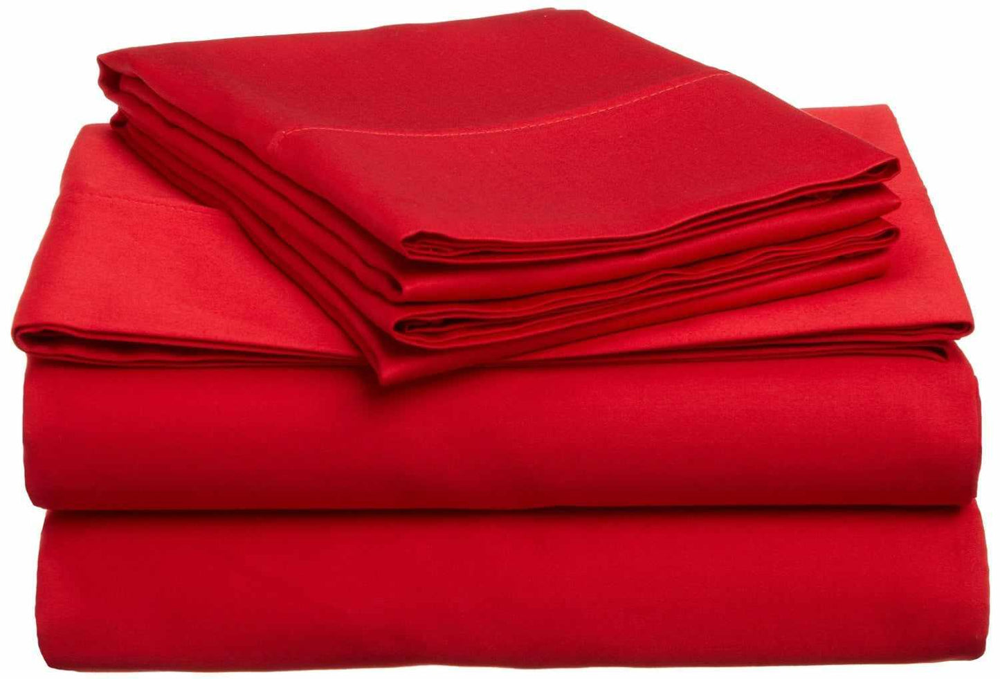 Superior Traditional 300-Thread Count Solid Egyptian Cotton Waterbed Sheet Set  -Red