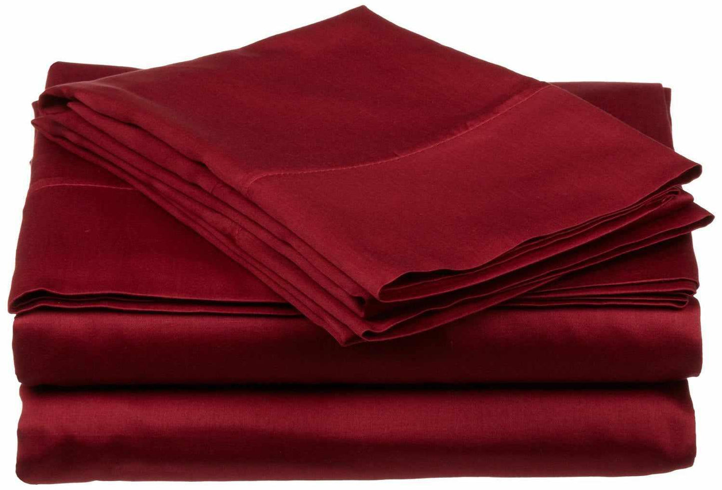 Superior Traditional 300-Thread Count Solid Egyptian Cotton Waterbed Sheet Set - Burgundy