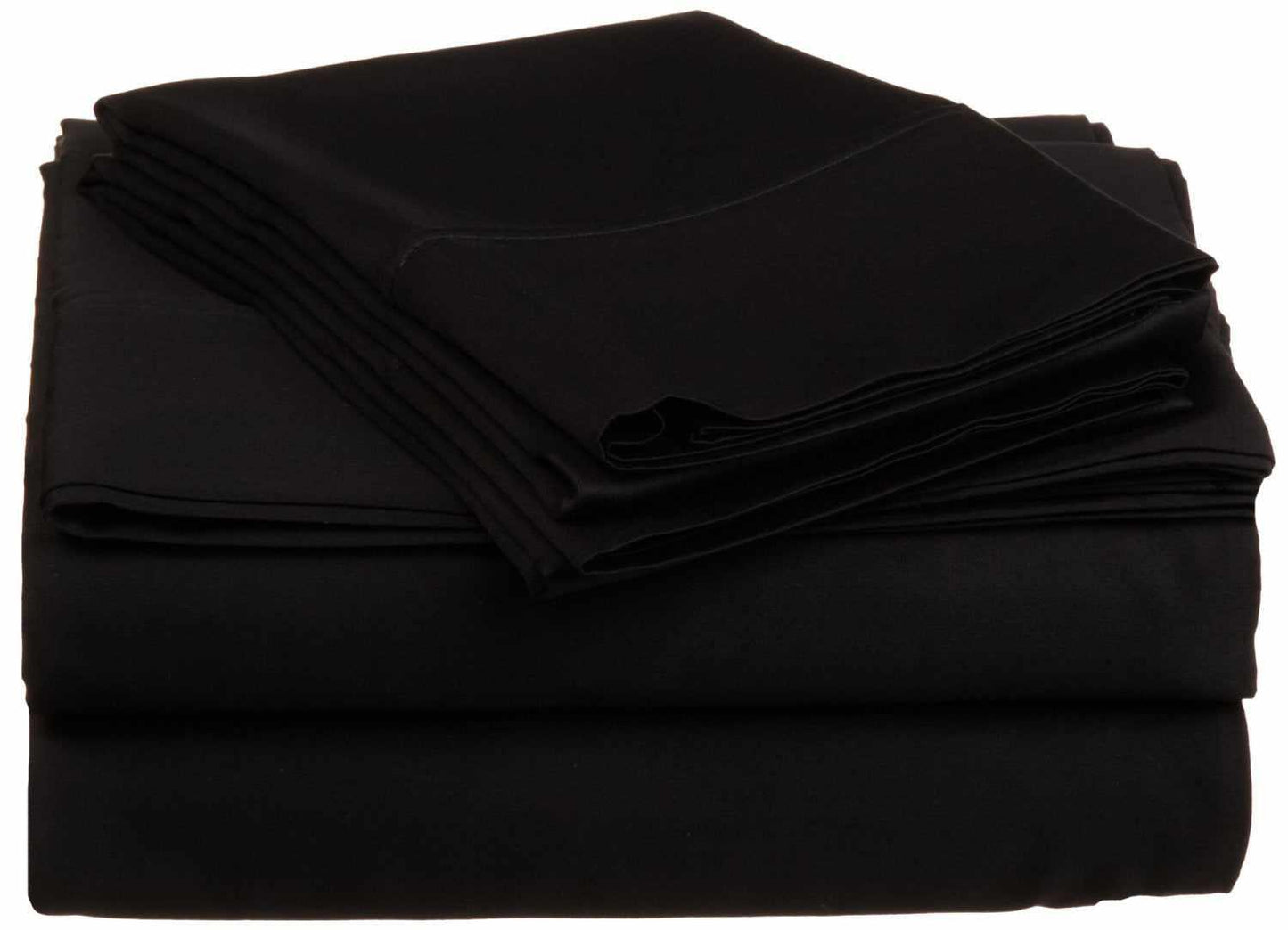 Superior Traditional 300-Thread Count Solid Egyptian Cotton Waterbed Sheet Set - Black