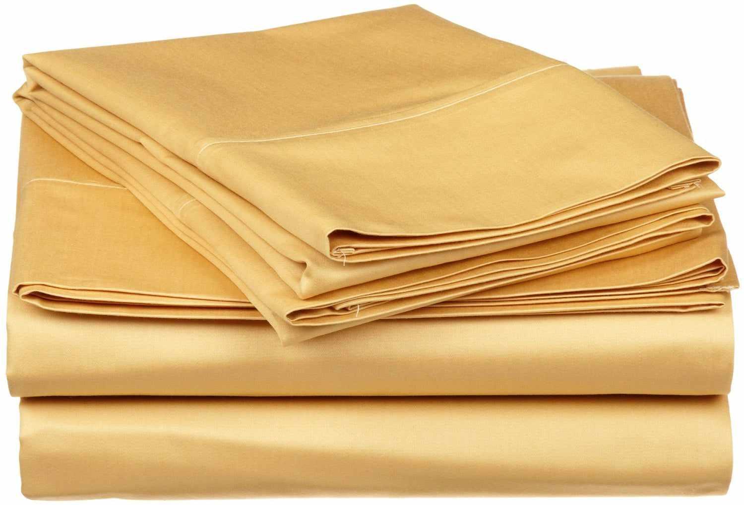 Superior Traditional 300-Thread Count Solid Egyptian Cotton Waterbed Sheet Set - Gold