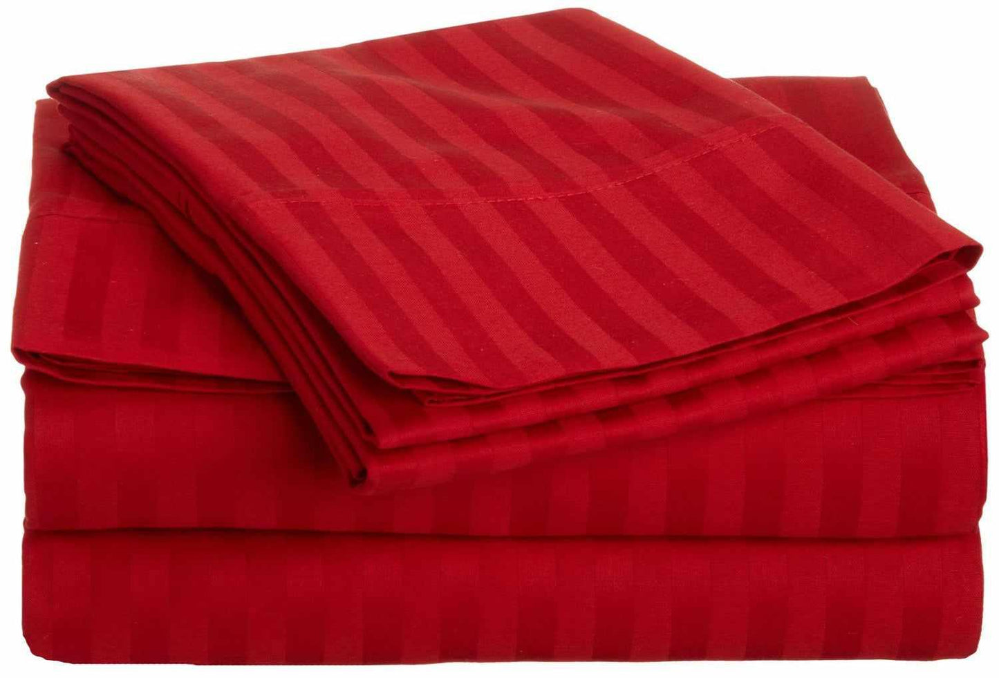 Traditional 300-Thread Count Stripe Egyptian Cotton Waterbed Sheet Set  - Red