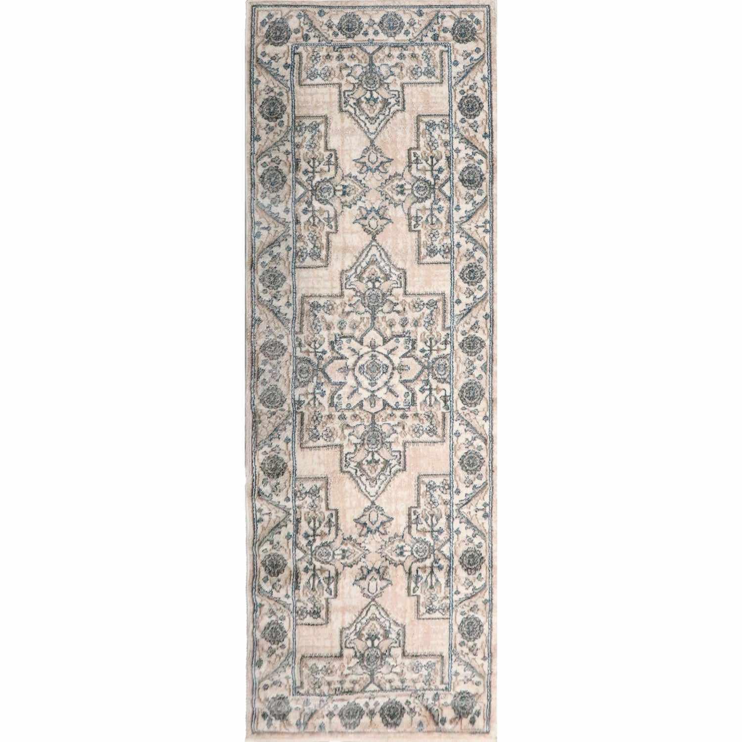 Superior Traditional Geometric Floral Medallion Design Indoor Home Area Rug - Beige